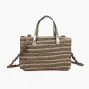 Image Sac à bandoulière Bohemian Beauty Pochette rayée effet paille - Marron à 7,19€