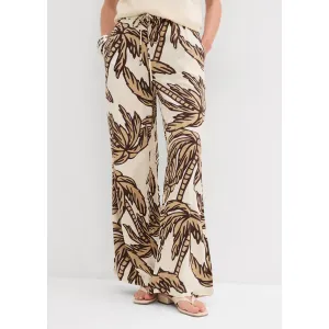 Image Pantalon large bonprix - Écru/Marron foncé/New Beige Floral à 12,99€