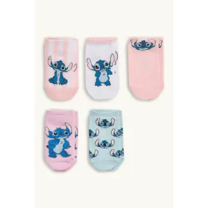 Image Lot de socquettes de sport Disney Lilo et Stitch 5 paires - Rose à 3,99€
