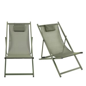 Image Lot de 2 chiliennes Drawer Brisa - Aluminium - Vert ou Gris foncé à 59,99€