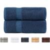 Image Lot de 2 serviettes de bain Todocama PTO52AM100150 - Bleu Marine à 20,99€