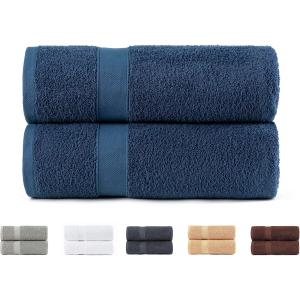 Image Lot de 2 serviettes de bain Todocama PTO52AM100150 - Bleu Marine à 20,99€