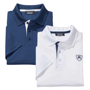 Image Pack 2 Polos L'Homme Moderne microfibre - Marine et blanc à 15,90€