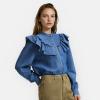 Image Chemise LA REDOUTE COLLECTIONS col rond en denim à volants - Bleu Stone à 39,99€
