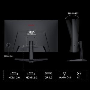 Image Écran PC 24" FHD Incurvé KOORUI 24E6C - 1ms, 180Hz - Noir à 94,99€