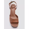 Image Sandales cuir talon compensé - Marron moyen à 45,99€