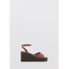 Image Sandales cuir talon compensé - Marron moyen à 45,99€