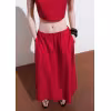 Image Pantalon évasé Femme en coton - Rouge à 16,99€
