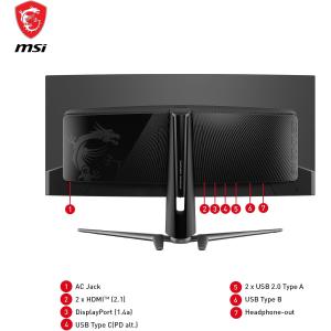 Image Écran PC Incurvé 34" 4K MSI MAG 341CQPA QD-OLED - 0.03ms, 175Hz - Noir à 599,99€