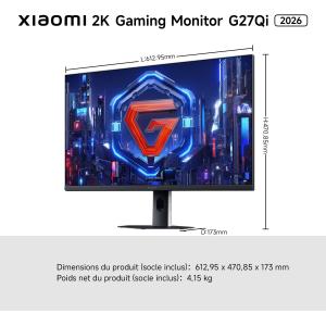 Image Moniteur gaming 27" 2k XIAOMI P27QDB-RGGL - 1ms, 200Hz - Noir et Blanc à 179€