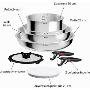 Image Batterie de cuisine Tefal Ingenio Comfort Max - Acier Inoxydable à 64,99€