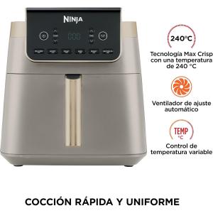 Image Friteuse sans huile Ninja Air Fryer MAX PRO AF180EUSD - 6.2L - Stone/Or à 99,99€