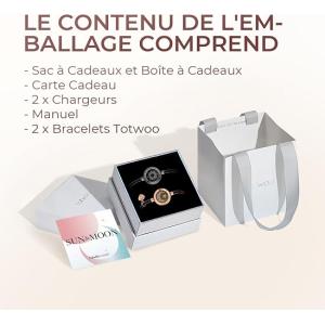 Image Bracelet connecté TOTWOO Soleil et Lune - Noir et or rose à 121,40€