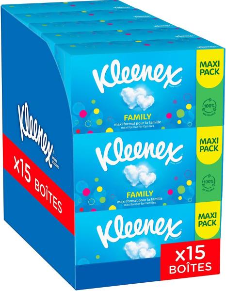 Image Maxi-pack 15 boites de 128 mouchoirs KLEENEX Family