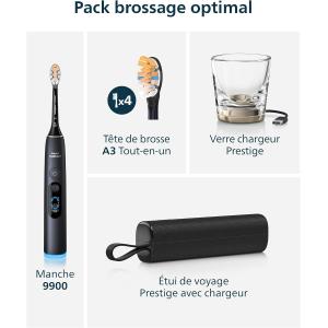 Image Brosse à dents électrique Philips Sonicare DiamondClean 9900 Prestige - Noir Quartz à 319,99€