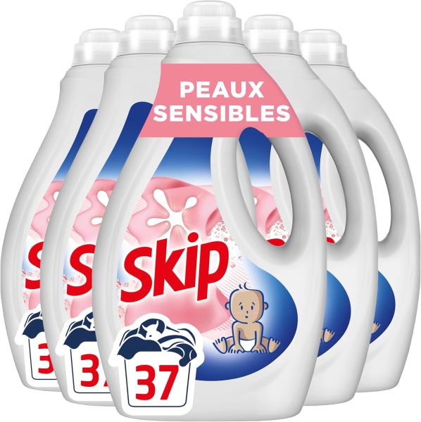 Image Pack 5 Bidons Skip Lessive Liquide Sensitive Peaux Sensibles & Bébés
