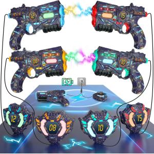 Image Pack 4 Pistolets laser VATOS BB6609C Violet/Bleu + 4 Gilets à 99,99€