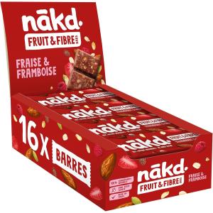 Image Barres de fruits Nākd. Fruit & Fibre Fraise & Framboise - Nature à 14,99€