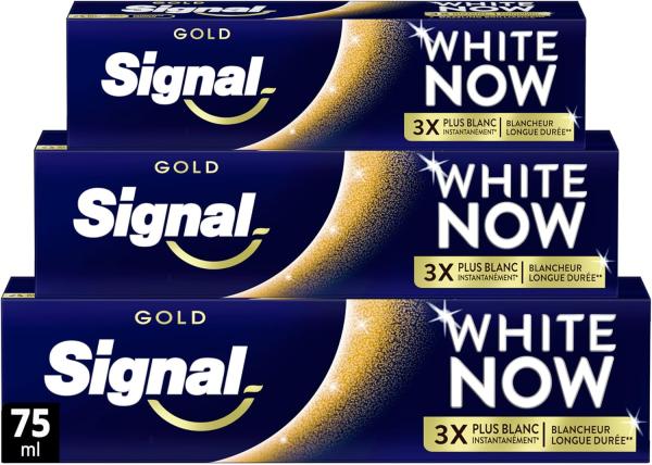 Image Pack 3 Dentifrices Signal White Now Gold Blancheur