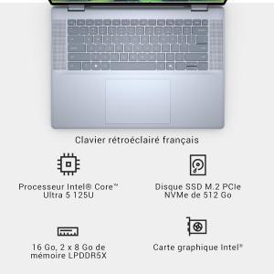 Image PC Portable 2-en-1 16" FHD+ Dell Inspiron 16 (RAM16Go, SSD 512Go, AZERTY, Win11)