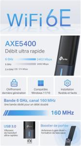 Image Clé WiFi 6E TP-Link Archer TXE70UH Puissante AXE5400 - WPA3, Windows 11/10