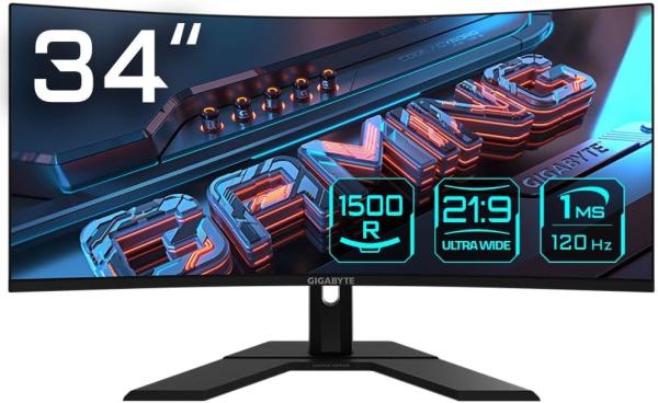 Image Ecran PC 34" Incurvé Gigabyte GS34WQC EU - 3440 x 1440- 1ms - 120Hz - Noir