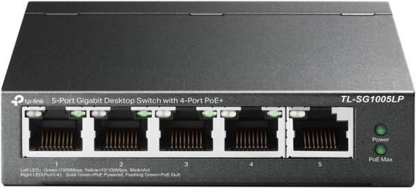 Image Switch TP-Link TL-SG1005LP -  4 Ports PoE+ 30W 802.3af/at - Boitier Métal