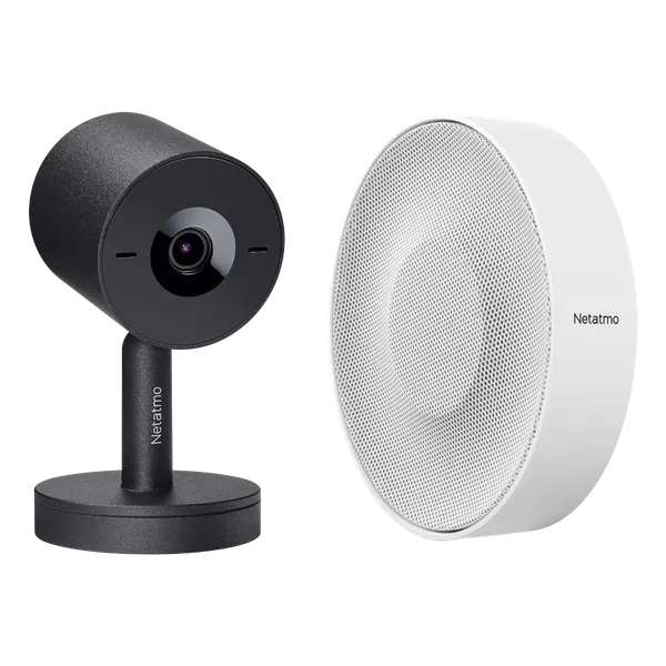 Image Pack Netatmo Caméra Intérieure Advance Noire / Blanche + Sirène Intérieure Intelligente OFFERTE