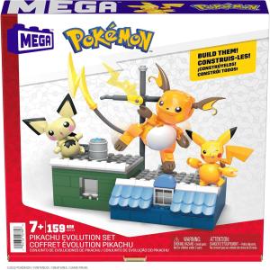 Image Coffret Pokémon MEGA HKT23 Évolution Pikachu, 3 Figurines Incluant Pichu, Pikachu Et Raichu