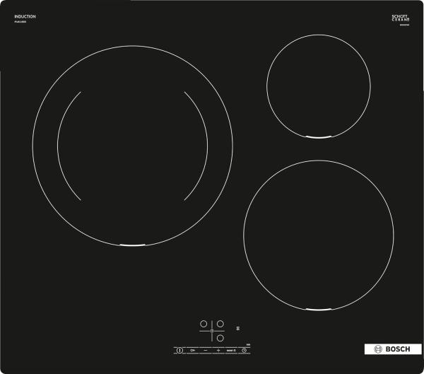 Image Table à Induction Bosch PUC611AA5E Série 2 - 3 foyers - 60 cm - Puissance 4600 W - Noir
